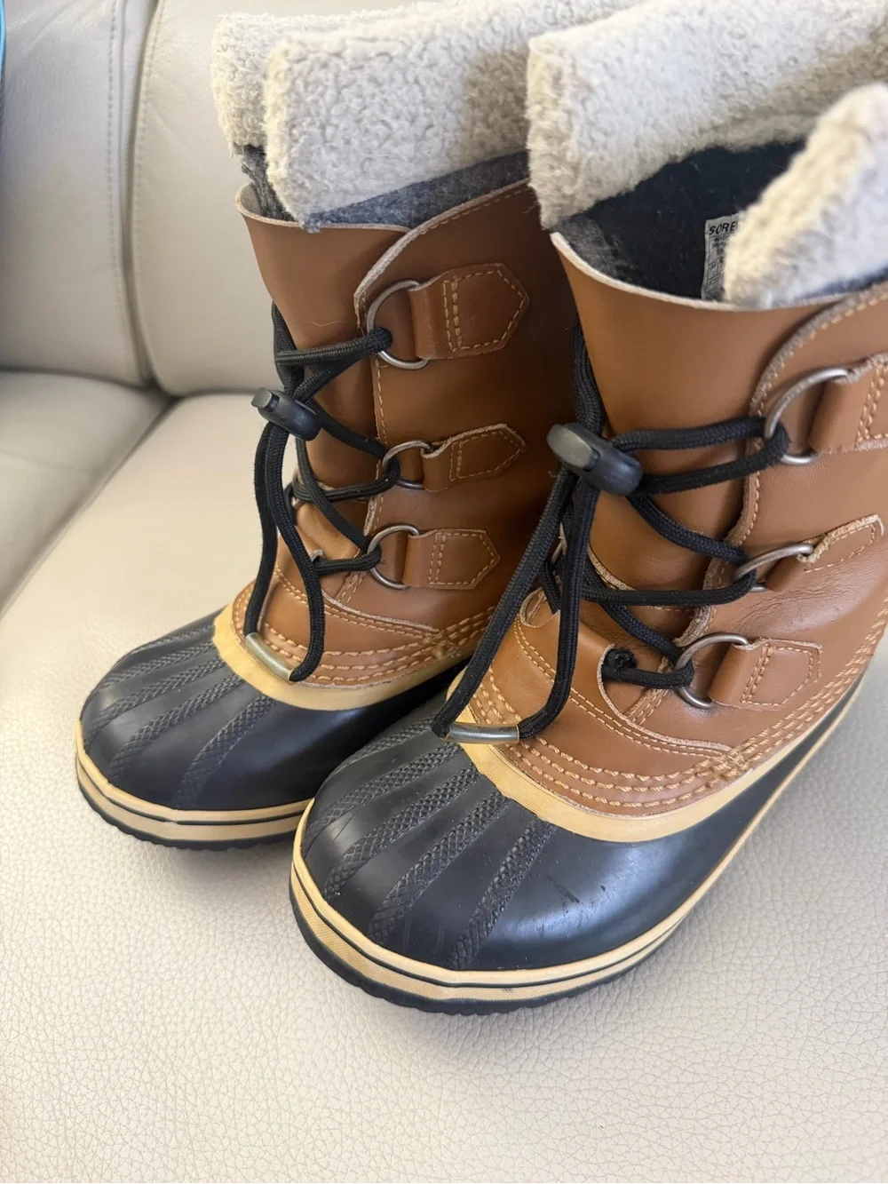 Sorel Yoot Pac Winter Boots Kids Size 2 Tan Waterproof Snow